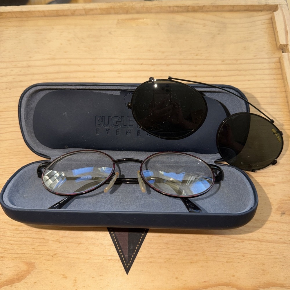 Bugle Boy Women's Dual Frame Vintage Sunglasses Removable Lens W/ Case Oval